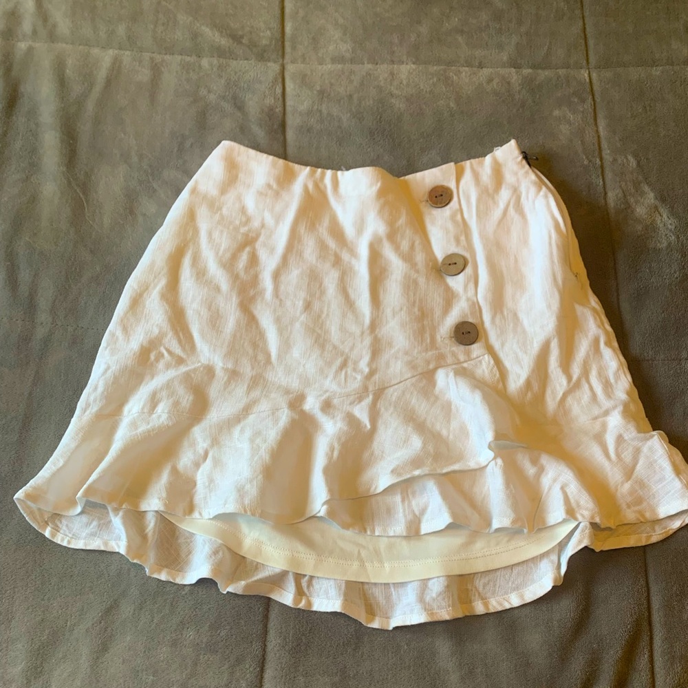 White Cotton Candy LA Ruffled Skirt With Buttons